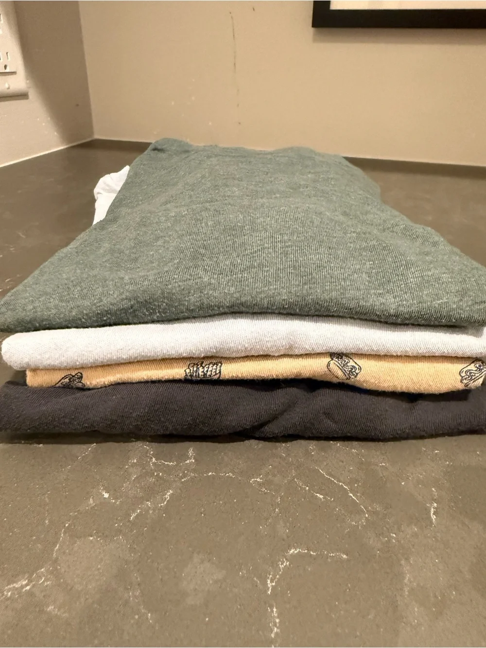 Old Navy Tan Tee with Navy Snack Print